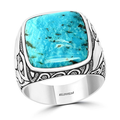 EFFY® Men's Turquoise Eagle Ring in Sterling Silver