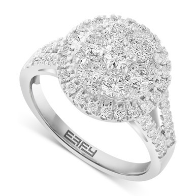EFFY® Diamond Halo Cluster Split Shank Ring (1-3/8 ct. t.w.) in 14k White Gold