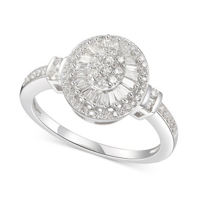 Diamond Oval Starburst Cluster Ring (1/2 ct. t.w.) in 14k White Gold