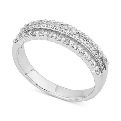 Diamond Triple Row Band (1/3 ct. t.w.) in 10k White Gold