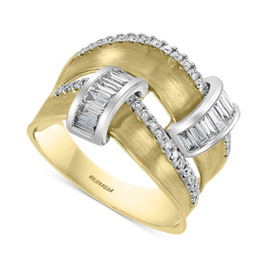 EFFY® Diamond Two-Row Satin Finish Statement Ring (3/4 ct. t.w.) in 14k Gold & White Gold