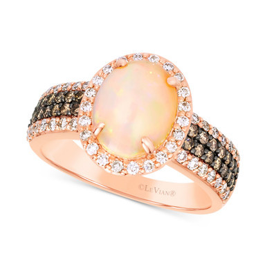Neopolitan Opal (1-1/5 ct. t.w.) & Diamond (5/8 ct. t.w.) Ring in 14k Rose Gold