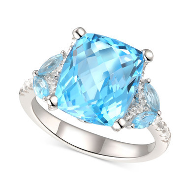 Blue Topaz (5 ct. t.w.) & White Topaz (1/4 ct. t.w.) Ring in Sterling Silver