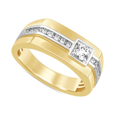 Men's Diamond Square Band (1/2 ct. t.w.) in 10k Two-Tone Gold