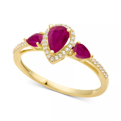 Sapphire (7/8 ct. t.w..) & Diamond (1/10 ct. t.w.) Ring in 10k White Gold (Also in Emerald & Ruby)