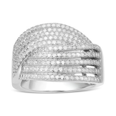 Diamond Multirow Crossover Ring (3/4 ct. t.w.) in Sterling Silver