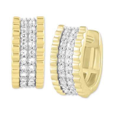 Men's Diamond Ridged Small Hoop Earrings (1/3 ct. t.w.) in 10k Gold, 15mm