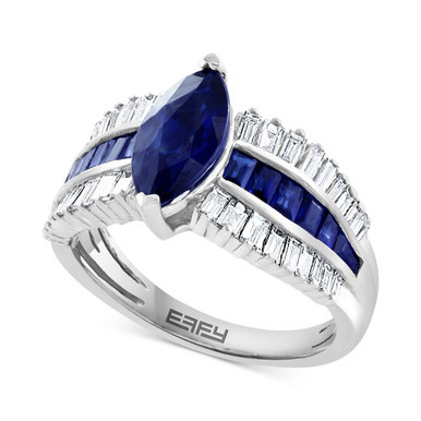 EFFY® Sapphire (2-3/8 ct. t.w.) & Diamond (1/2 ct. t.w.) Marquise Statement Ring in 14k White Gold