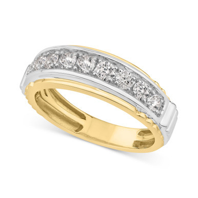 Men's Diamond Ring (1 ct. t.w.) in Two-Tone 10k Gold & White Gold