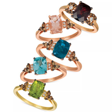 Multi-Gemstone Ring Collection in 14k Rose Gold or 14k Yellow Gold