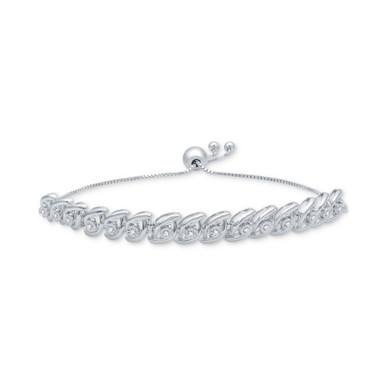 Diamond Wave Bolo Bracelet (1/6 ct. t.w.) in Sterling Silver