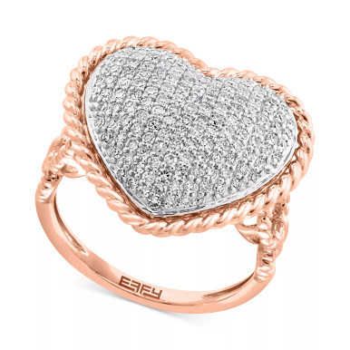 EFFY® Diamond Pavé Heart Ring (3/4 ct. t.w.) in 14k Rose Gold (Also available in White Gold)