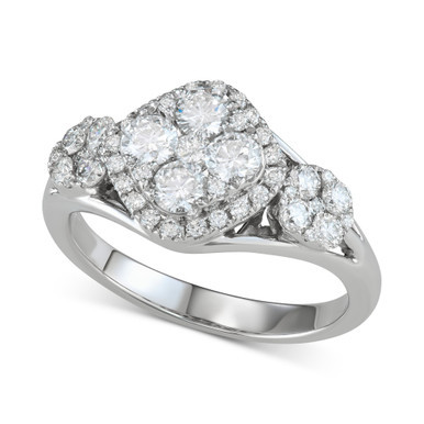 Diamond Triple Cluster Engagement Ring (1-1/4 ct. t.w.) in 14k White Gold