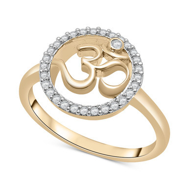 Diamond Om Ring (1/6 ct. t.w.) in 10k Gold, Created for Macy's