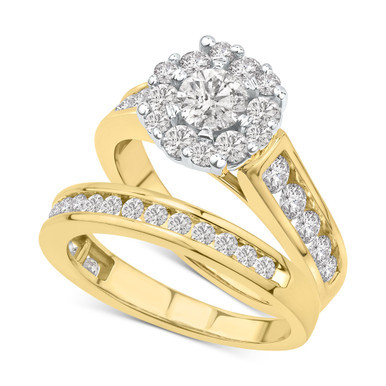 Diamond Halo Channel-Set Bridal Set (2 ct. t.w.) in 14k Two-Tone Gold