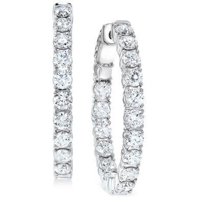 Diamond Small In & Out Hoop Earrings (5 ct. t.w.) in 14k White Gold, 1"