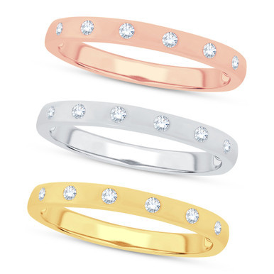 3-Pc. Set Diamond Tri-Tone Stack Rings (1/5 ct. t.w.)