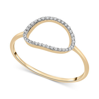 Diamond Elongated Circle Ring (1/20 ct. t.w.) in 10k Gold, Created for Macy's