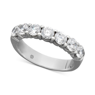 Certified Seven Diamond Station Band Ring in 14k White Gold (1-1/2 ct. t.w.)