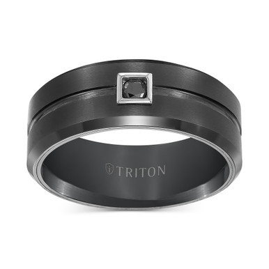 Men's Black Tungsten Ring, Black Diamond Wedding Band (1/10 ct. t.w.)