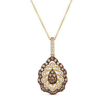 Creme Brulee® Chocolate Diamond (1/4 ct. t.w.) & Nude Diamond (1/2 ct. t.w.) 18" Pendant Necklace in 14k Gold