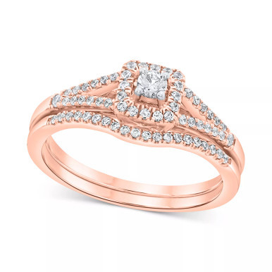 Diamond Halo Bridal Set (1/3 ct. t.w.) in 14k White, Yellow or Rose Gold