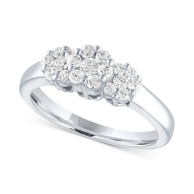 Lab-Created Diamond Triple Cluster Statement Ring (1/2 ct. t.w.) in Sterling Silver