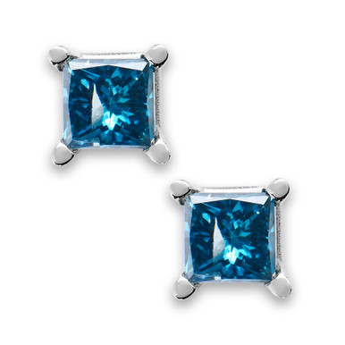 10k White Gold Blue Diamond Stud Earrings (1/6 ct. t.w.)