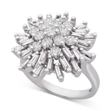Diamond Starburst Cluster Ring (1-1/2 ct. t.w.) in 14k White Gold, Created for Macy's