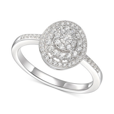 Diamond Halo Cluster Ring (1/3 ct. t.w.) in Sterling Silver
