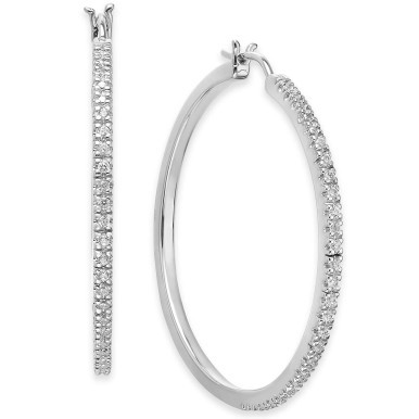 Diamond Hoop Earrings (1/4 ct. t.w.) in Sterling Silver, 14k Gold-Plated Sterling Silver or 14k Rose Gold-Plated Sterling Silver