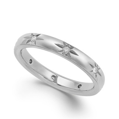 Star by Diamond Star Wedding Band in 18k White Gold (1/8 ct. t.w.), Created for Macy's