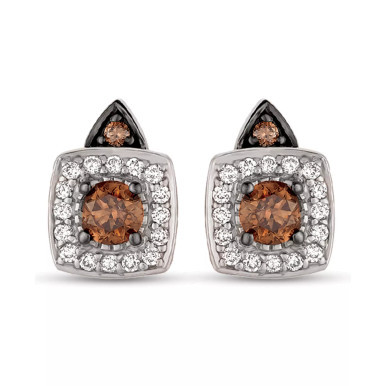 Chocolate by Petite Chocolate and White Diamond Stud Earrings (1/3 ct. t.w.) in 14k Rose, Yellow or White Gold
