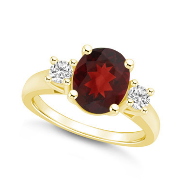 Garnet and Diamond Ring (3-1/10 ct.t.w and 1/3 ct.t.w) 14K Yellow Gold