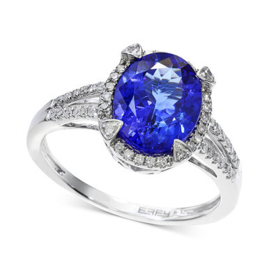 EFFY® Tanzanite (2-5/8 ct. t.w.) and Diamond (1/4 ct. t.w.) Ring in 14k White Gold, Created for Macy's