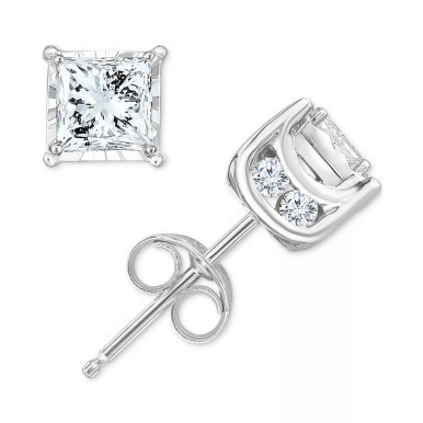 Diamond Princess Stud Earrings (3/4 ct. t.w.) in 14k White Gold, Gold or Rose Gold