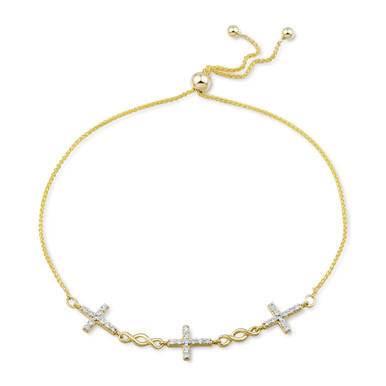 Diamond Cross Bolo Bracelet (1/4 ct. t.w.) in 10k Gold