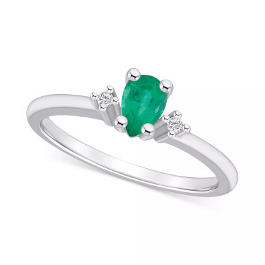 Emerald (3/8 ct. t.w.) & Diamond Accent Pear Ring in 14k Gold (Also in Sapphire, & Pink Sapphire)