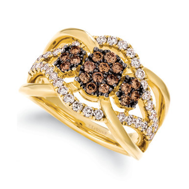 Chocolate Diamond (1-1/20 ct. t.w.) & Nude Diamond (5/8 ct. t.w.) Openwork Ring in 14k Gold