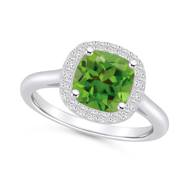 Peridot (2-3/8 ct. t.w.) and Diamond (1/4 ct. t.w.) Halo Ring in 14K White Gold