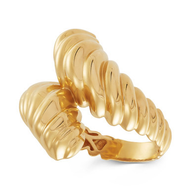 Polished Bypass Croissant Ring in 10k Gold