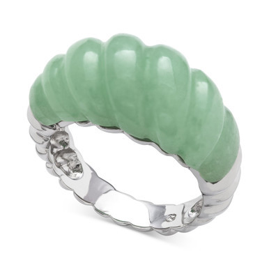 Jade Carved Ring in Sterling Silver