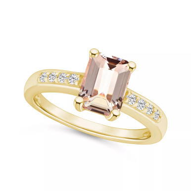 Morganite (1-3/8 ct .t.w.) and Diamond (1/8 ct .t.w.) Ring in 14K Yellow Gold