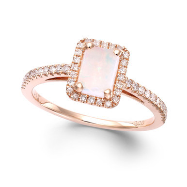 Opal (1/2 ct. t.w.) and Diamond (1/5 ct. t.w.) Ring in 14k Rose Gold