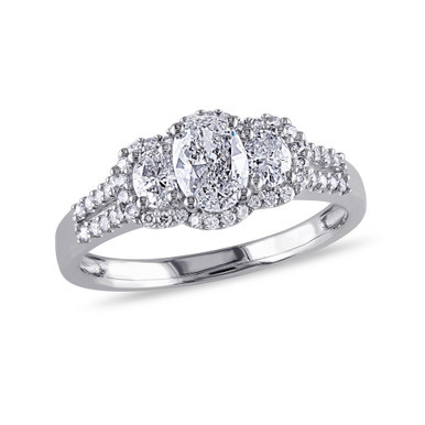 Oval-Cut Certified Diamond (1 ct. t.w.) 3-Stone Engagement Ring in 14k White Gold