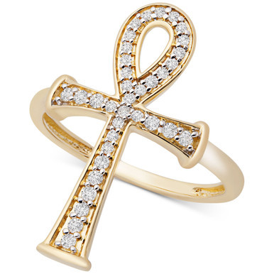 Diamond Ankh Ring (1/4 ct. t.w.) in 14k Gold, Created for Macy's