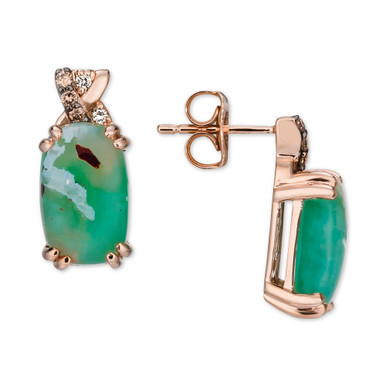 Crème Brûlée® Aquaprase Candy & Diamond (1/10 ct. t.w.) Stud Earrings in 14k Rose Gold