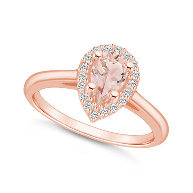 Morganite (3/4 ct. t.w.) and Diamond (1/5 ct. t.w.) Halo Ring in 14K Rose Gold