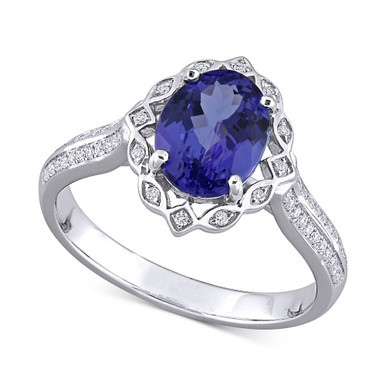 Tanzanite (1-4/5 ct. t.w.) & Diamond (1/6 ct. t.w.) Statement Ring in 14k White Gold