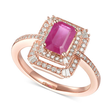 Ruby (1 ct. t.w.) & Diamond (1/3 ct. t.w.) Ring in 14k Rose Gold (Also Available in Sapphire)